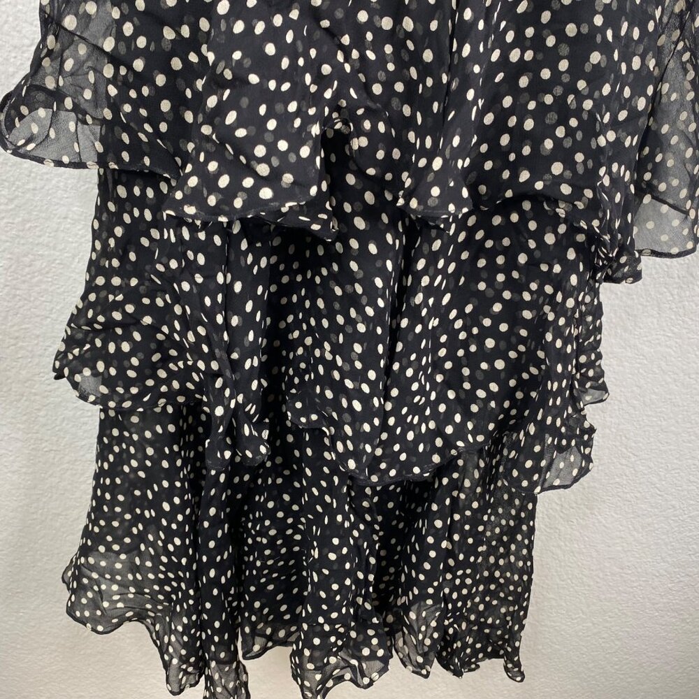 Jackie Bernard Eklektic Dress Low Back Ruffle Layers Polka Dot Black Sz 8 - Picture 7 of 15